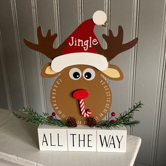 NWT- Jingle All The Way Wooden Reindeer- Days To Christmas Countdown Decoration - Picture 1 of 13